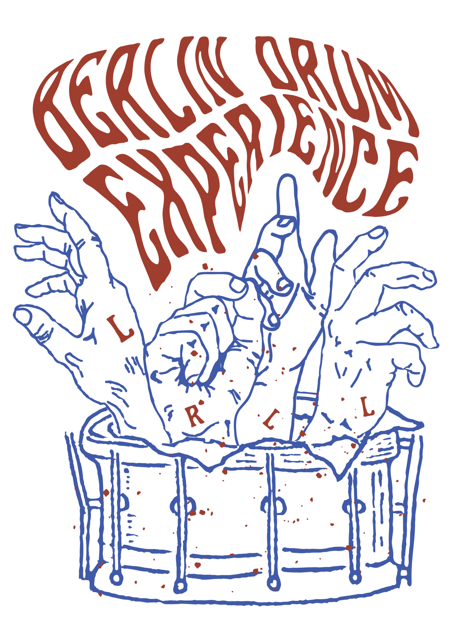 Berlin Drum Experience: the original illustrated hands and drum logo.